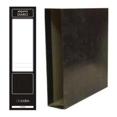 Pasta Arquivo CityColor Tela Forrada 310-80MM C/Caixa Fixa Preto Marmoreado