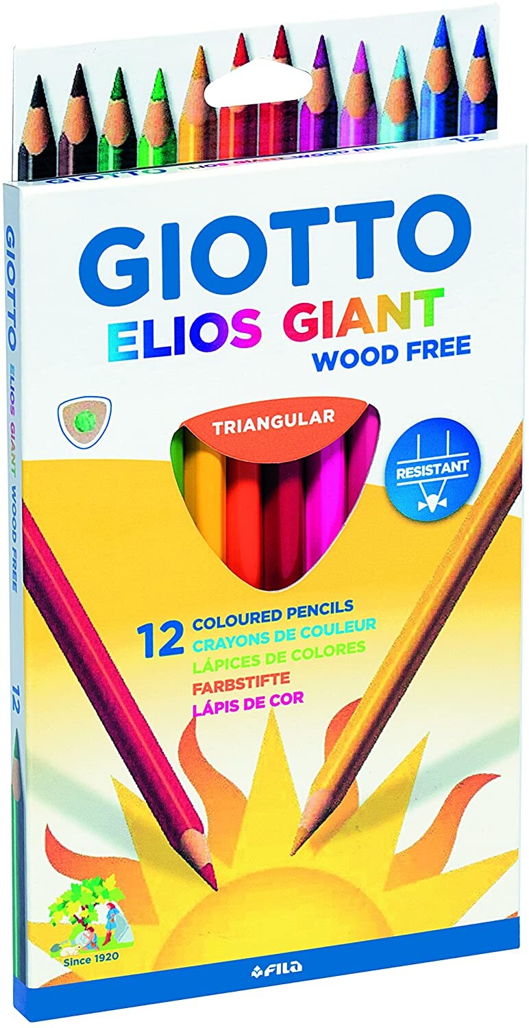 Lápis de Cor Giotto 12un Elios Giant Wood Free Triangular