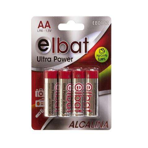 Pilhas Alcalinas Elbat LR6/AA 4 unidades