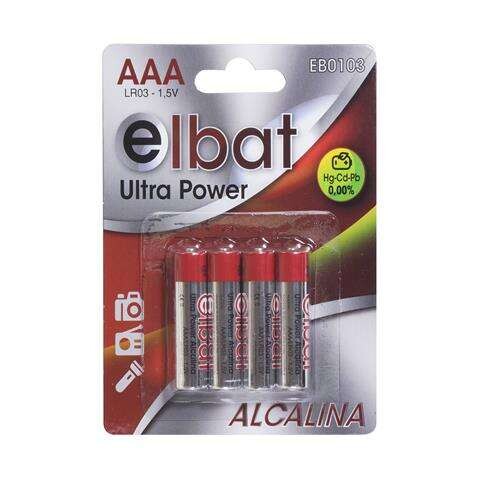 Pilhas Alcalinas Elbat LR03/AAA 4 unidades