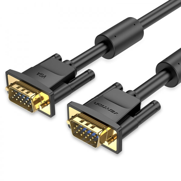 Cabo VGA Vention DAEBF 1m Preto Banhado a Ouro Blindagem Avançada HD15