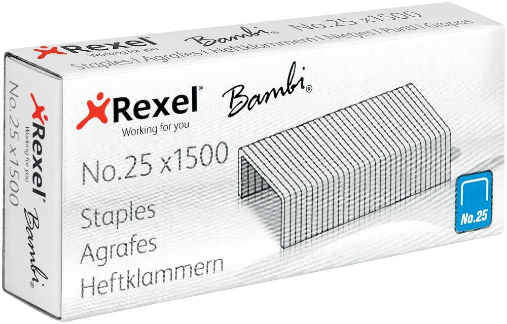 Agrafes Nº25 21/ 4 Rexel Bambi (2/ 10 Folhas) Cx1500un