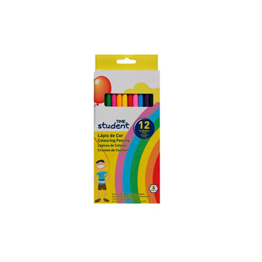 Lápis de cor Hexagonal Time Student 12 cores 17cm