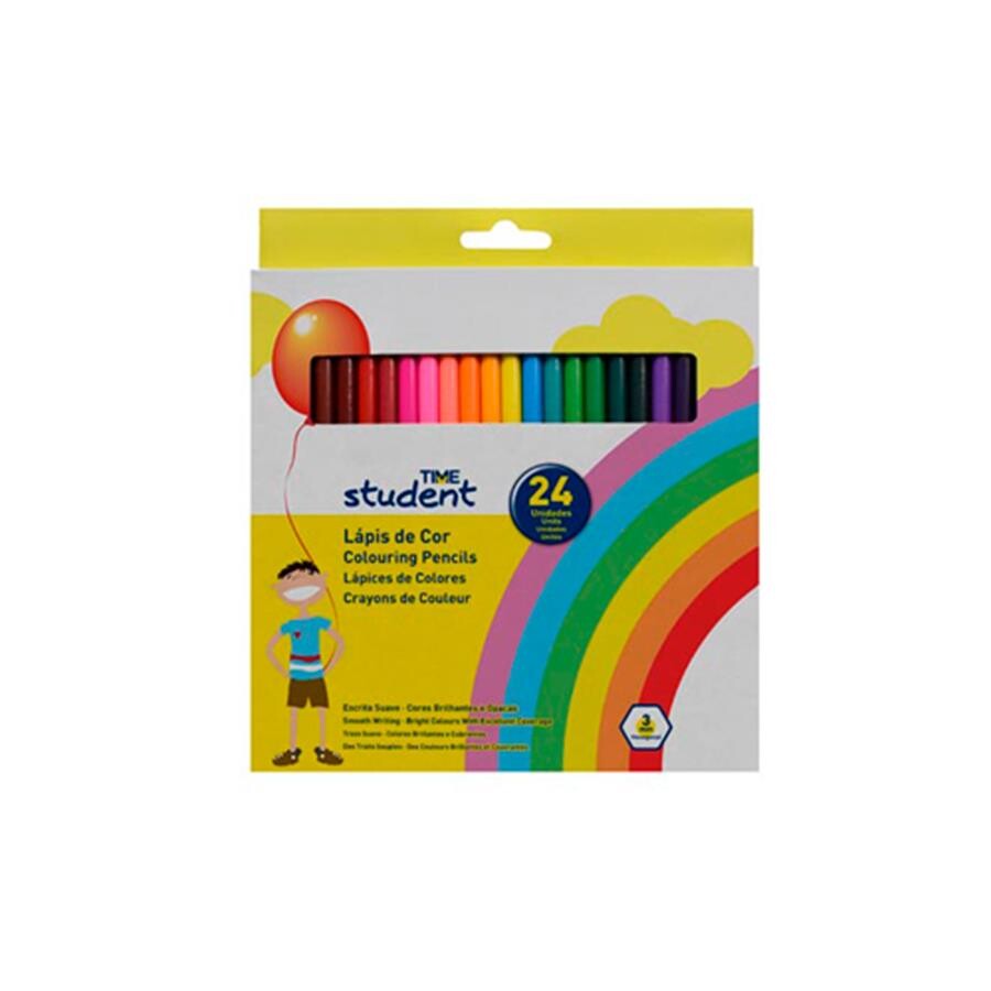 Lápis de cor Hexagonal Time Student 24 cores 17cm
