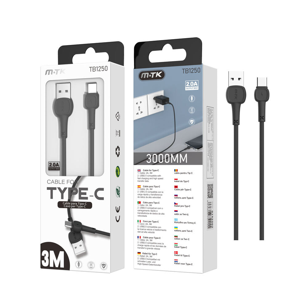 Cabo Type C Preto (3 metros)