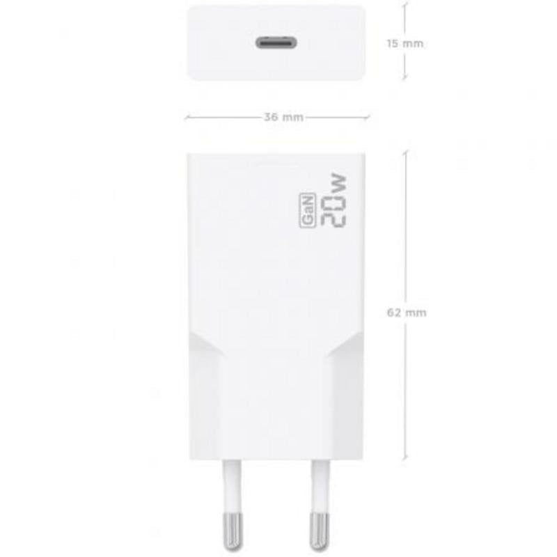 Carregador Aisens Ultra Fino GaN 20W USB-C PD3.0 Branco
