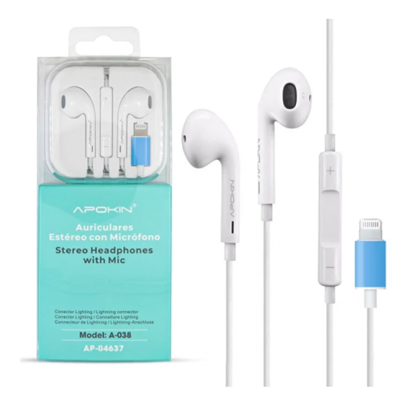 Auriculares Branco Apokin Lightning
