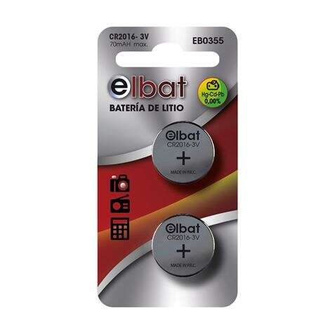 Pack 2 Pilhas Elbat Litio CR2016 3V