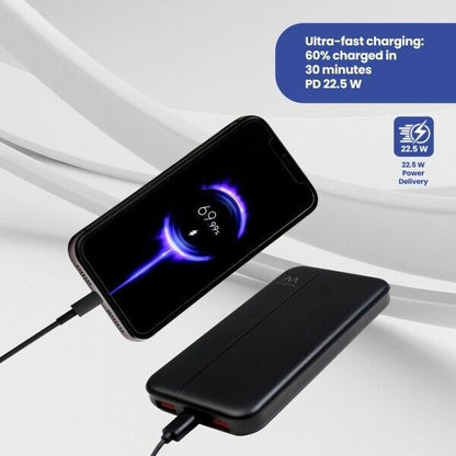 Powerbank Ewent EW1161 - 10000Mah - 22.5W PD y QC - USB-A, USB-C
