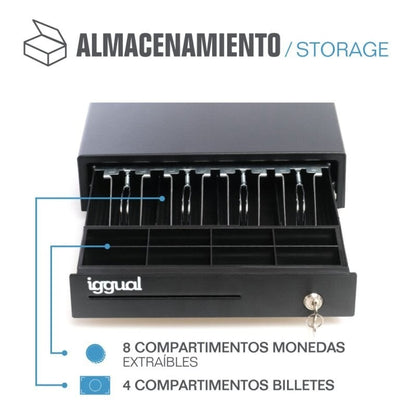 Iggual IRON-15 Gaveta de Dinheiro Preta