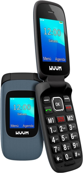 Celular Flip SPC Wuum - Tela Dupla de 2,4" + 1,77" - Botões e Teclas Grandes - Design Leve - Acesso Direto com Dois Toques - Lanterna - Rádio FM - Cor Titânio