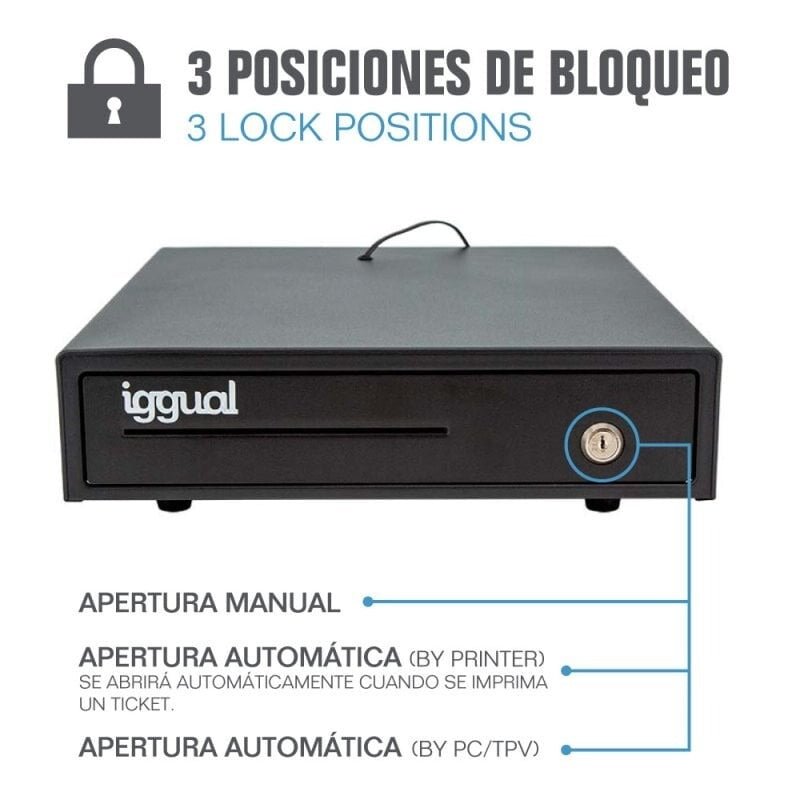 Iggual IRON-15 Gaveta de Dinheiro Preta