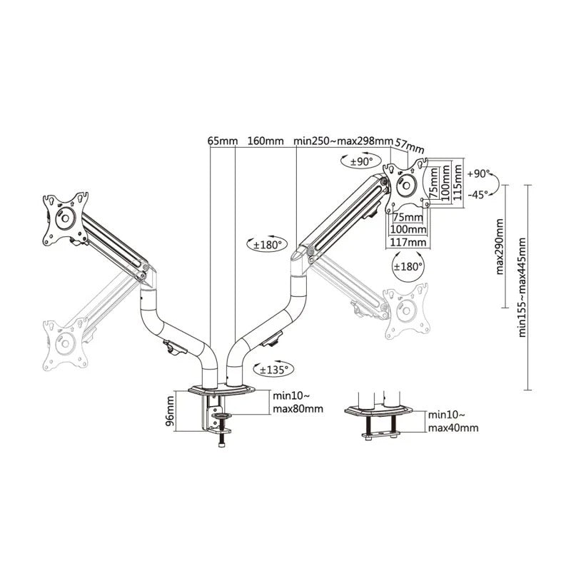 Suporte de TV/Monitor Aisens DT32TSR-141 Contrapeso 2 Braços 17”-32” VESA 100x100 Máx. 8Kg