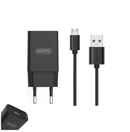 Carregador + Cabo Micro USB Preto (1 Metro) Accetel AC304