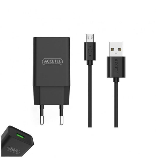 Carregador + Cabo Micro USB Preto (1 Metro) Accetel AC304