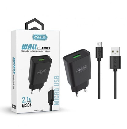 Carregador + Cabo Micro USB Preto (1 Metro) Accetel AC304