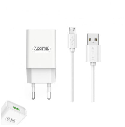 Carregador + Cabo Micro USB Branco (1 Metro) Accetel AC305