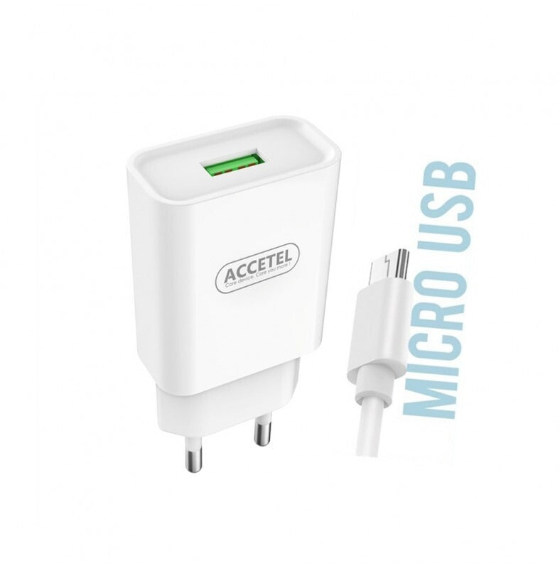 Carregador + Cabo Micro USB Branco (1 Metro) Accetel AC305