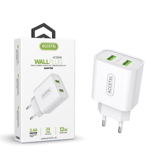 Carregador 2xUSB 2.4A Accetel AC320W Branco