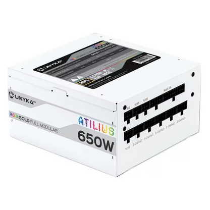 Fonte de Alimentação Gaming Unyka Atilius rgb 650w Branco