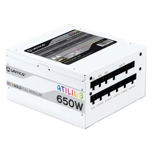 Fonte de Alimentação Gaming Unyka Atilius rgb 650w Branco