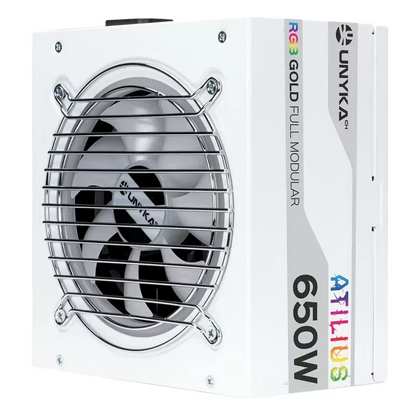 Fonte de Alimentação Gaming Unyka Atilius rgb 650w Branco