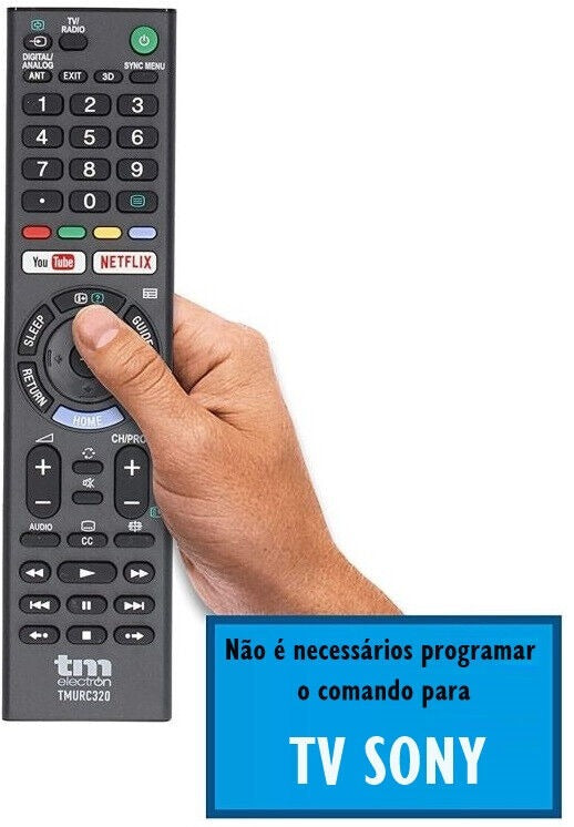 Comando Remoto Universal Compatível com Televisões Sony TM Electron TMURC320