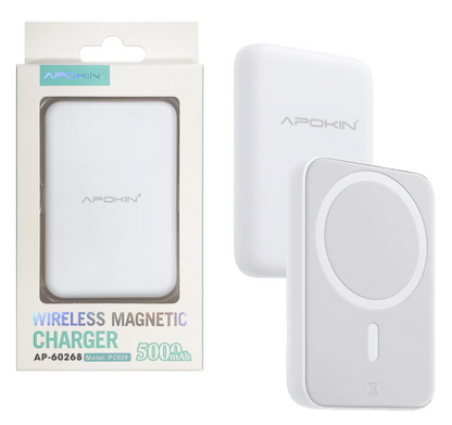 Powerbank / Carregador sem fio 5000mha Apokin Branco Magsafe