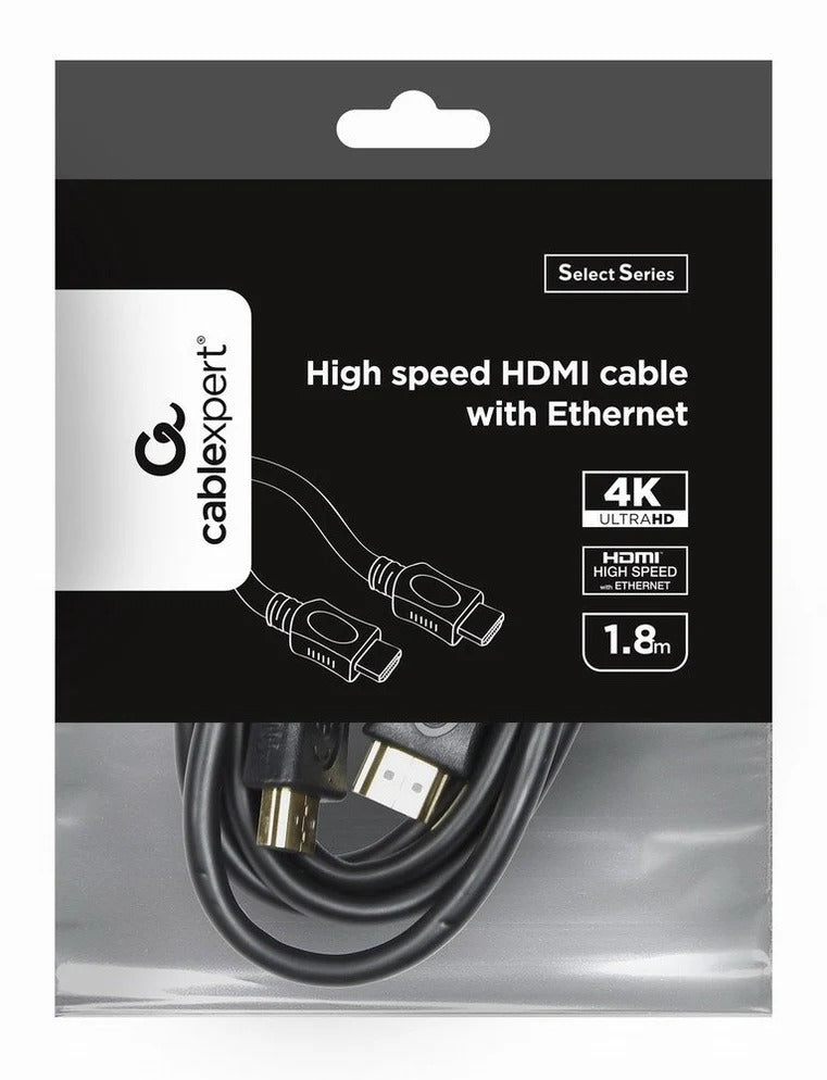 Cabo HDMI Gembird CC-HDMI4L-10 Select Series com Ethernet 4K 60Hz 1.8m Preto