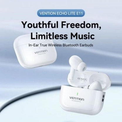 Vention Echo Lite E11 Auriculares Sem Fios Bluetooth 5.4 com Estojo de Carga e IPX4 Brancos