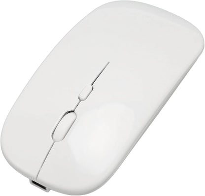 Rato Sem Fios Recarregável 2 em 1 Bluetooth + USB 2,4G 1600 DPI Ergonómico Branco