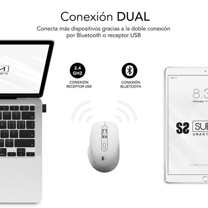 Subblim Curve Ergo Dual Rato Ergonómico Sem Fios Branco