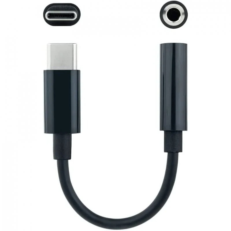 Nanocable Adaptador de Áudio USB-C para Jack 3.5 Macho/Fêmea 11cm Preto