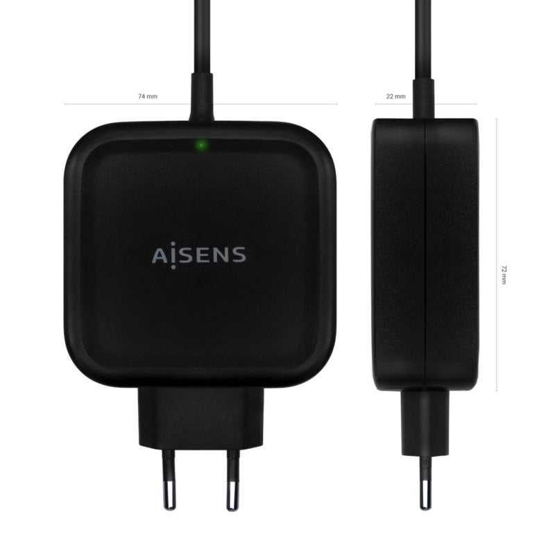 Aisens ASCH-1PD65WL-BK Carregador de parede 1x USB tipo C 65W preto