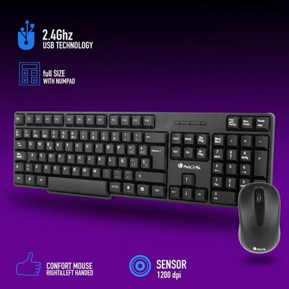 Teclado e Rato Sem Fios NGS Euphoria (PT)