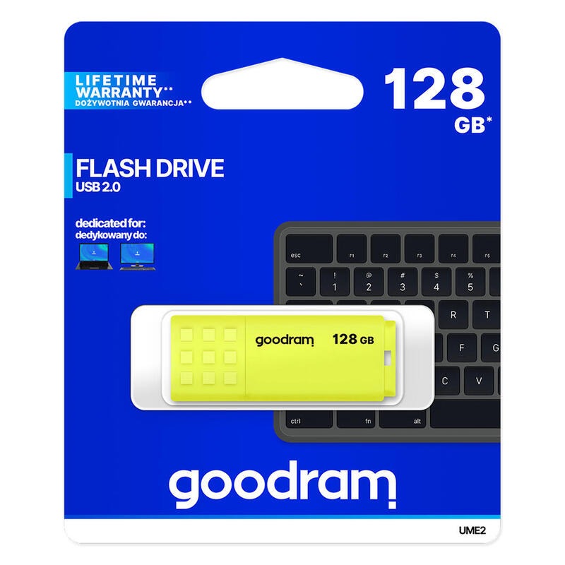 Pendrive Goodram UME2 USB 2.0 de 128 GB (amarelo)