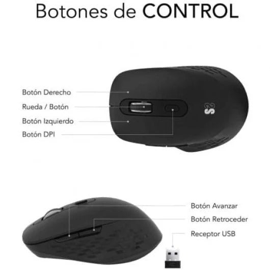 Subblim Curve Ergo Dual Rato Ergonómico Sem Fios Preto