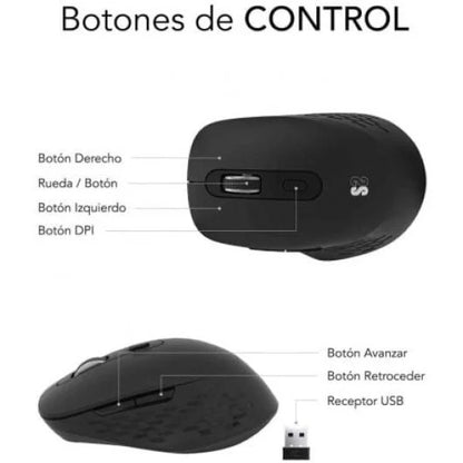 Subblim Curve Ergo Dual Rato Ergonómico Sem Fios Preto