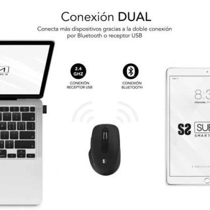 Subblim Curve Ergo Dual Rato Ergonómico Sem Fios Preto
