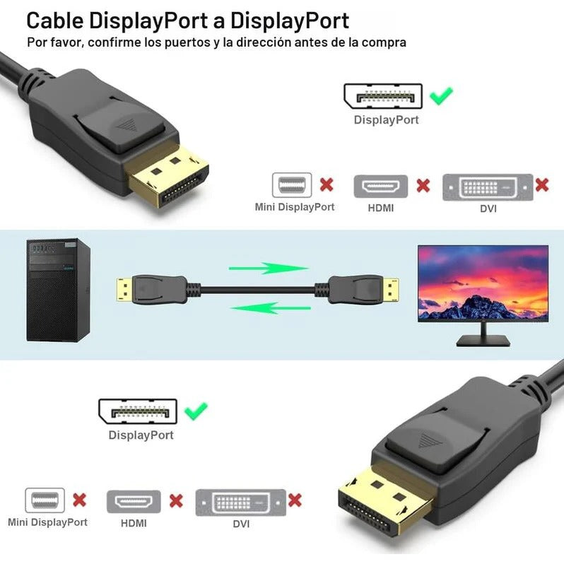 Cabo Displayport A Displayport Macho/Macho 1.5m Negro