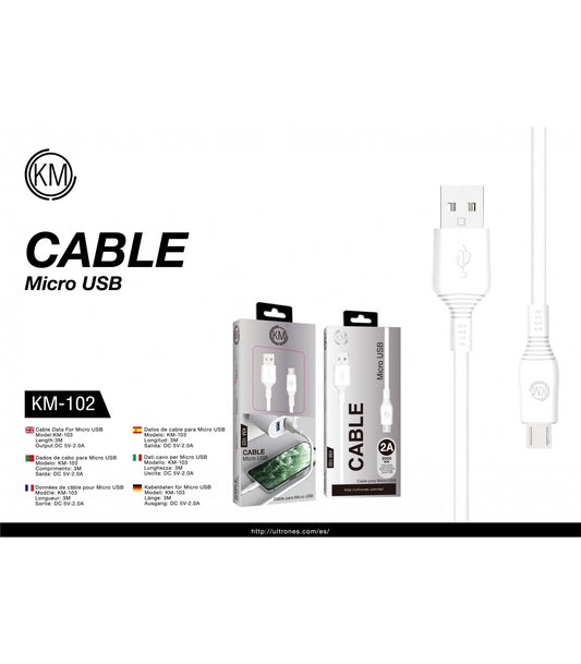 Cabo Micro USB Branco (2 metro)