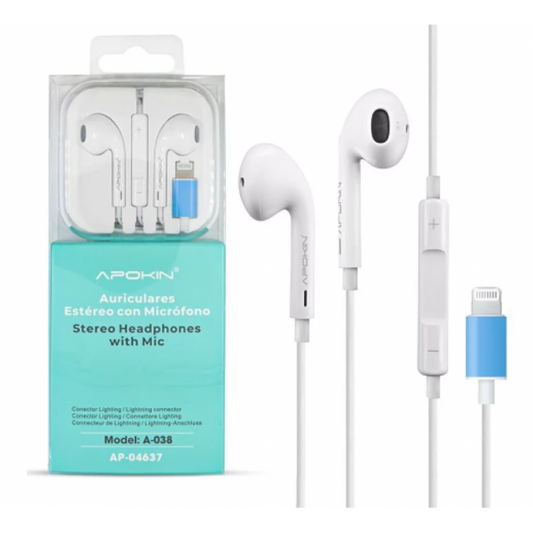 Auriculares Branco Apokin Lightning