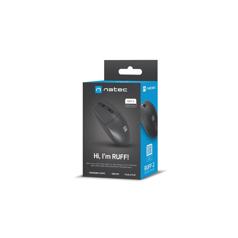 Rato USB Natec Ruff 2 1000dpi Optico Preto